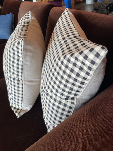 Checkerboard Cotton + Linen Pillows - 17" Square Pillows CANDID HOME