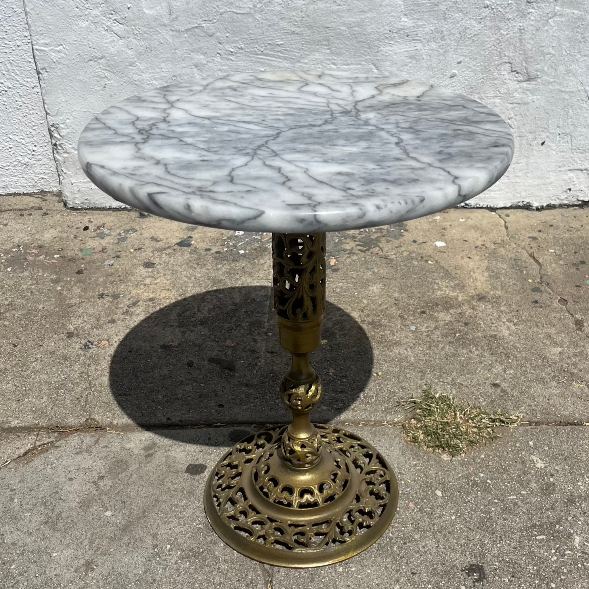 Vintage Marble + Brass End Table end table CANDID HOME   