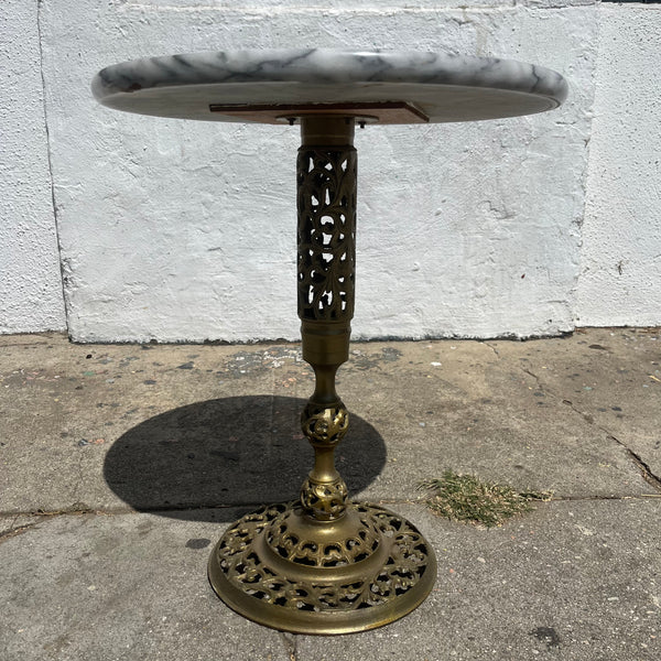 Vintage Marble + Brass End Table end table CANDID HOME   