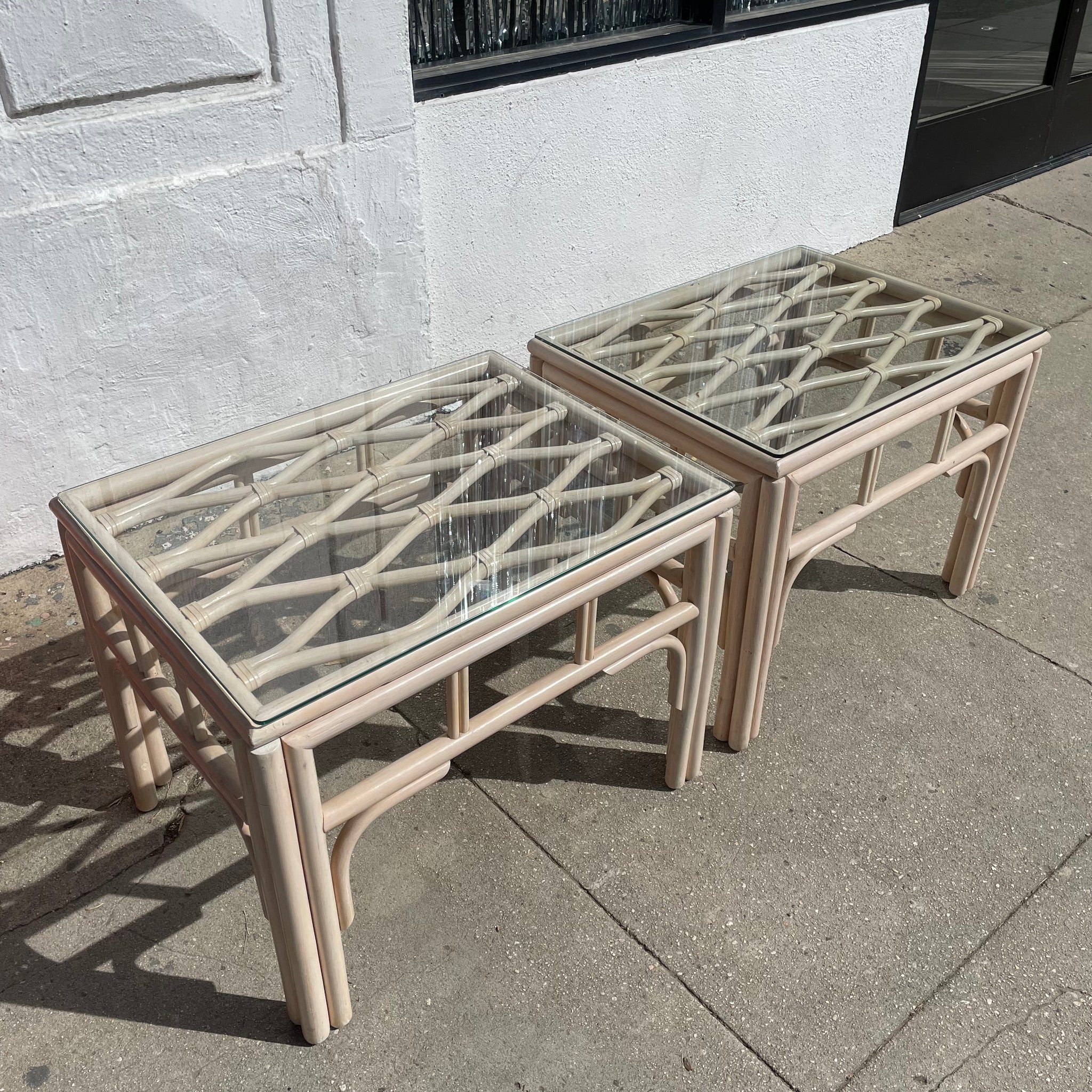 1970's Coastal Wooden Side Tables - A Pair Side Table CANDID HOME