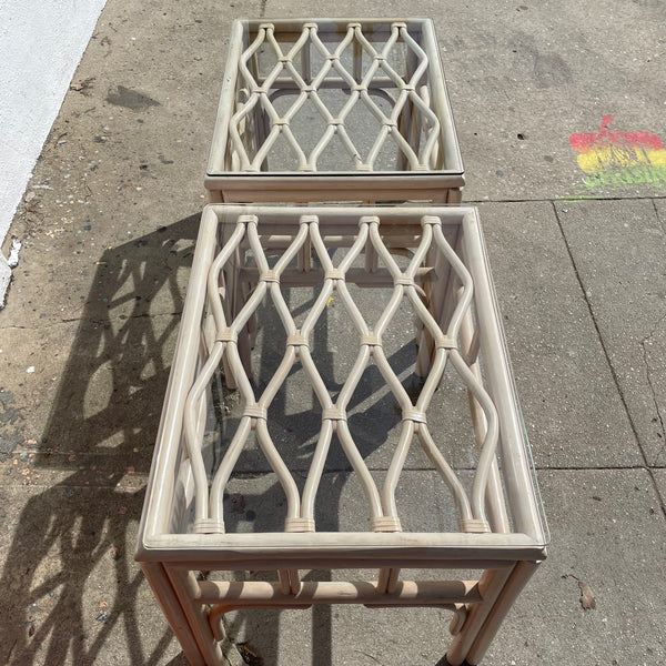 1970's Coastal Wooden Side Tables - A Pair Side Table CANDID HOME