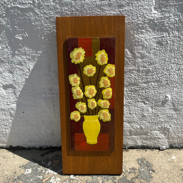 Vintage Still Life Enamel Art Plaques - Sold Individually Artwork CANDID HOME Yellow Vase Bouquet  