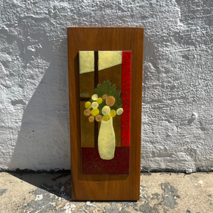 Vintage Still Life Enamel Art Plaques - Sold Individually Artwork CANDID HOME Cream Vase Bouquet  