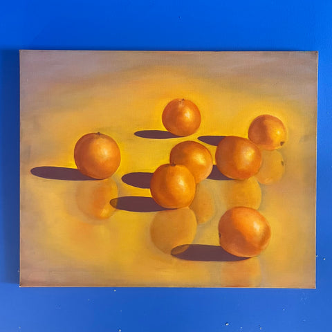 Vintage Acrylic Oranges Still Life on Canvas by Dolores Garren Artwork CANDID HOME   