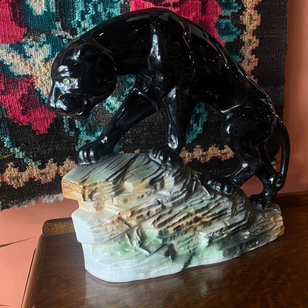 Vintage Lane & Co. Ceramic Panther Lamp Lamps CANDID HOME   