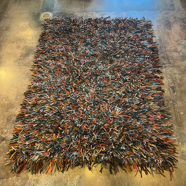 4' x 5’8” Leather Shag Rug Rugs CANDID HOME   