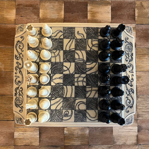 Vintage Scrimshaw Chess Set games CANDID HOME   