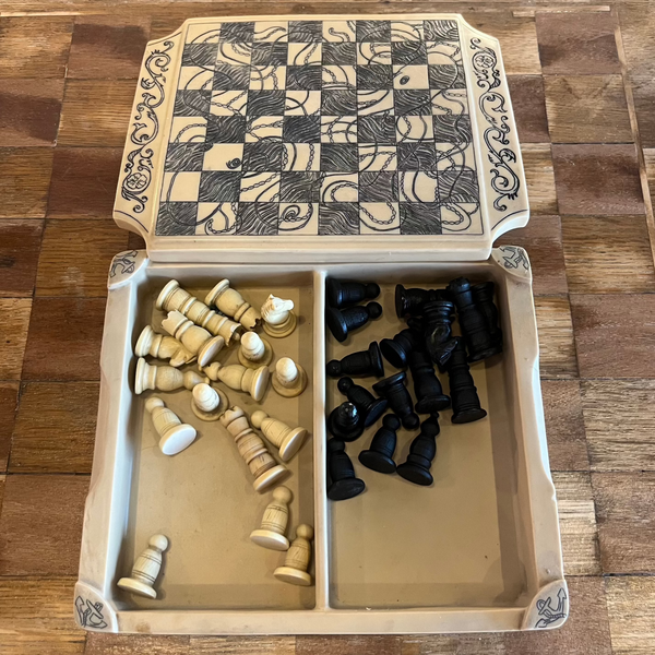 Vintage Scrimshaw Chess Set games CANDID HOME   