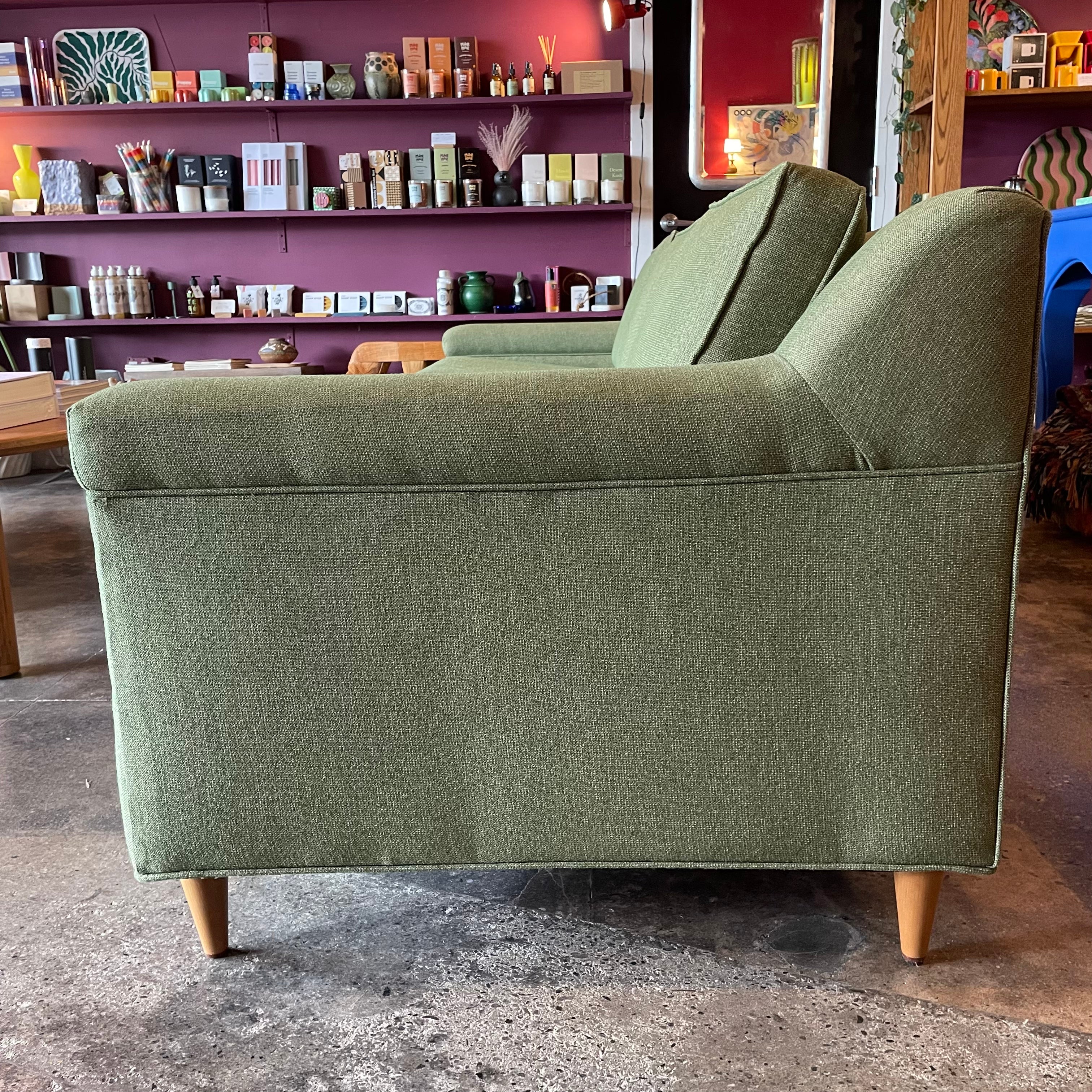 Mid-century Green Tweed Loveseat - 56" L Sofa CANDID HOME