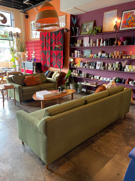 Mid-century Matching Tweed Sofa + Loveseat Sofa CANDID HOME
