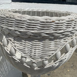 1970's White Wicker Planters - A Pair planter CANDID HOME