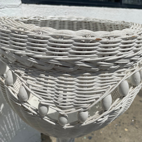 1970's White Wicker Planters - A Pair planter CANDID HOME