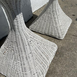 1970's White Wicker Planters - A Pair planter CANDID HOME