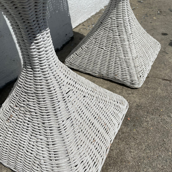 1970's White Wicker Planters - A Pair planter CANDID HOME