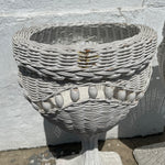 1970's White Wicker Planters - A Pair planter CANDID HOME