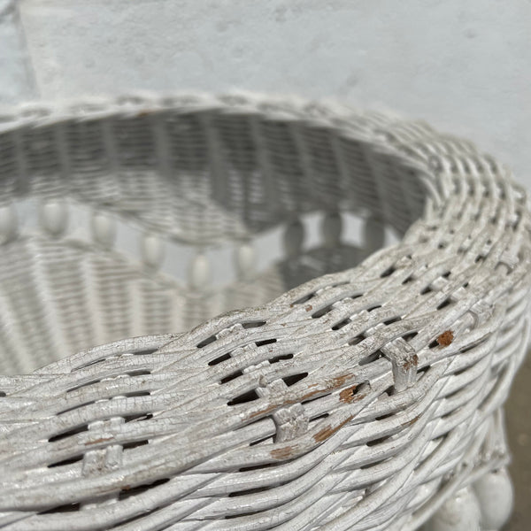 1970's White Wicker Planters - A Pair planter CANDID HOME