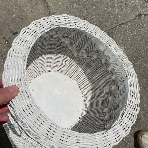 1970's White Wicker Planters - A Pair planter CANDID HOME
