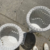 1970's White Wicker Planters - A Pair planter CANDID HOME