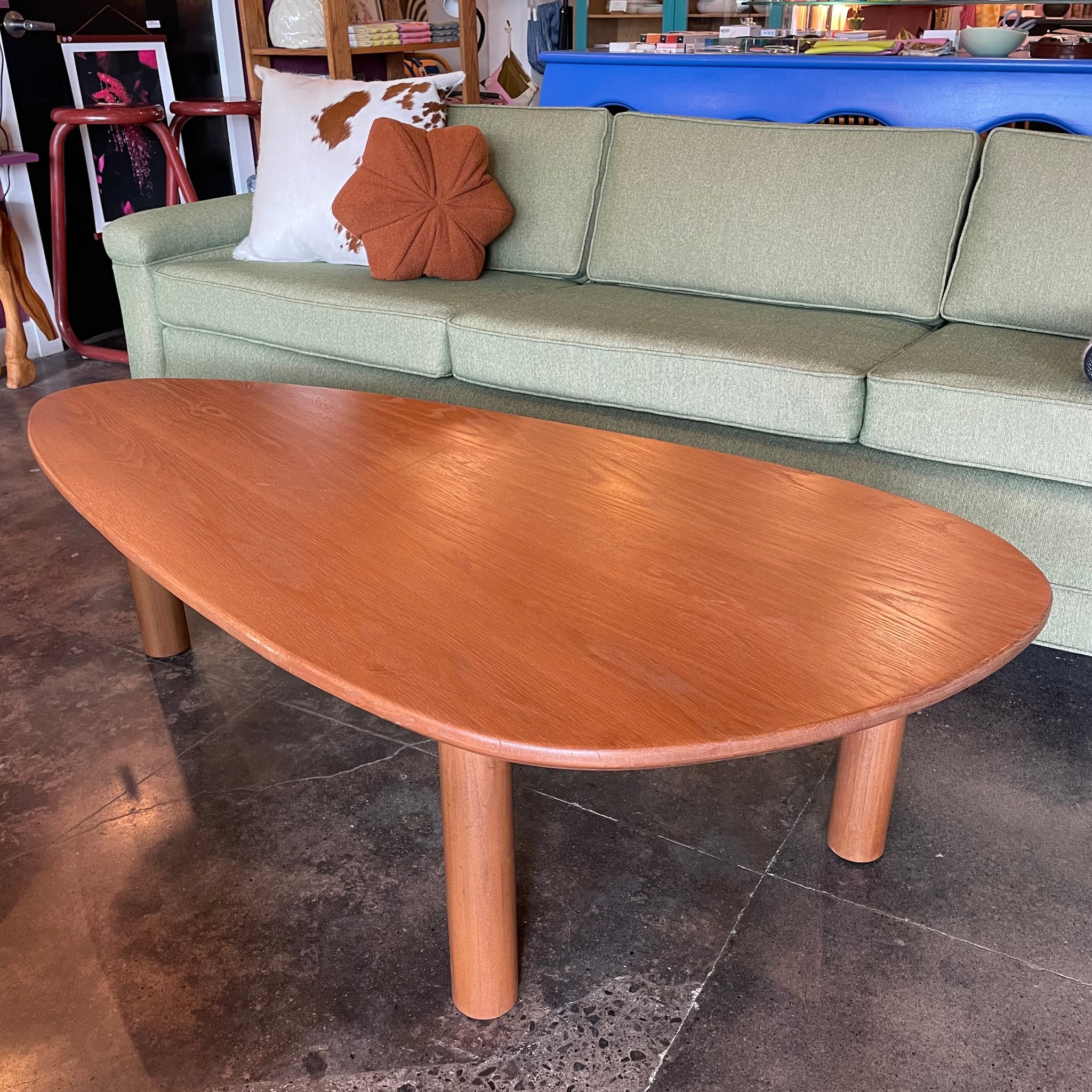 Vintage Wooden Oblong Coffee Table coffee table Candid Home