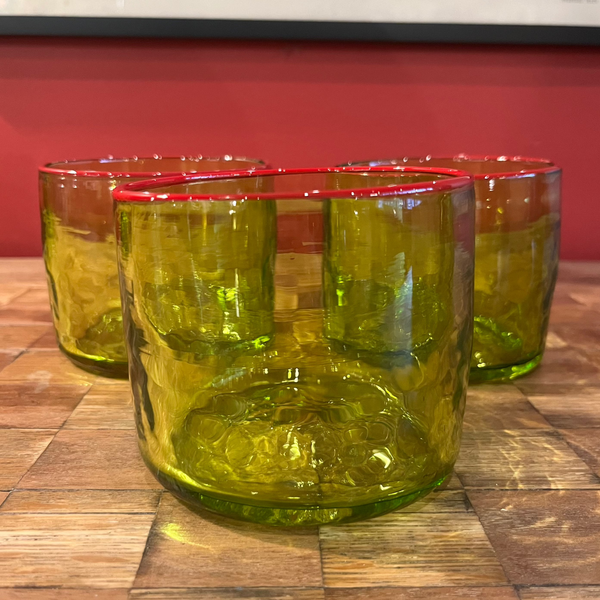 Snack Bowls by Terra Glassworks Snack Bowls Terra Glassworks Green with Red Rim