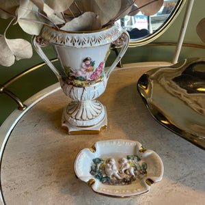 Vintage Italian Capodimonte Porcelain Vase + Ashtray Vase CANDID HOME
