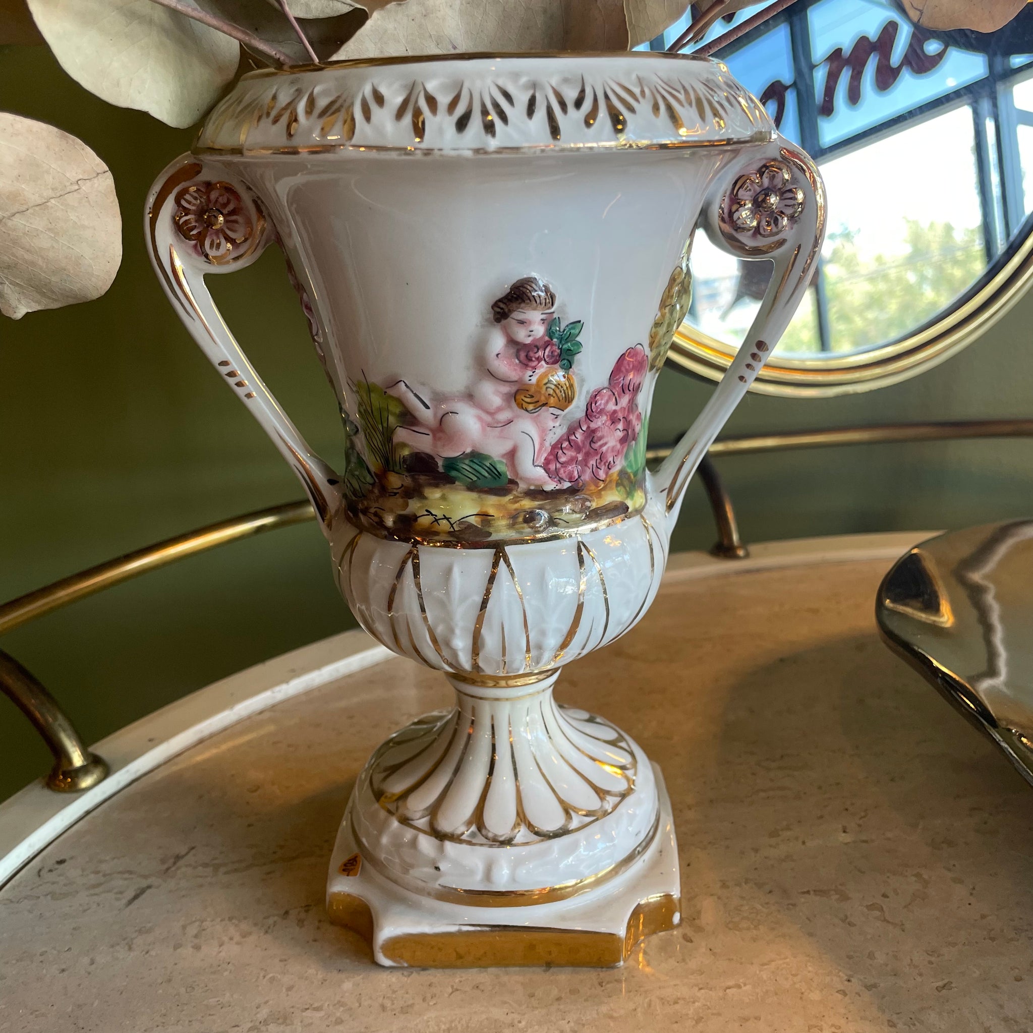 Vintage Italian Capodimonte Porcelain Vase + Ashtray Vase CANDID HOME Vase