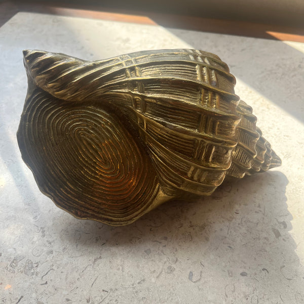 Vintage Brass Conch Seashell styling object CANDID HOME