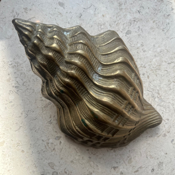 Vintage Brass Conch Seashell styling object CANDID HOME