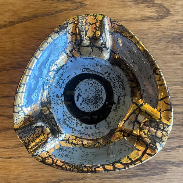 Assorted Vintage Ceramic Ashtrays ashtray CANDID HOME Large Blue + Gold Luster Ashtray