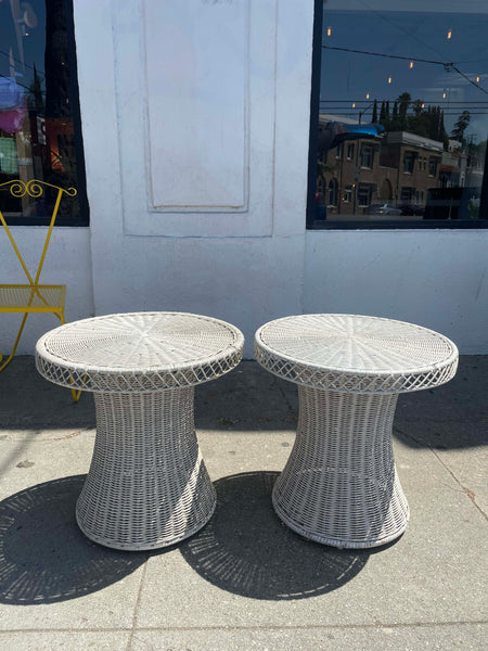 Vintage Painted Wicker Side Tables - A Pair Side Table CANDID HOME   