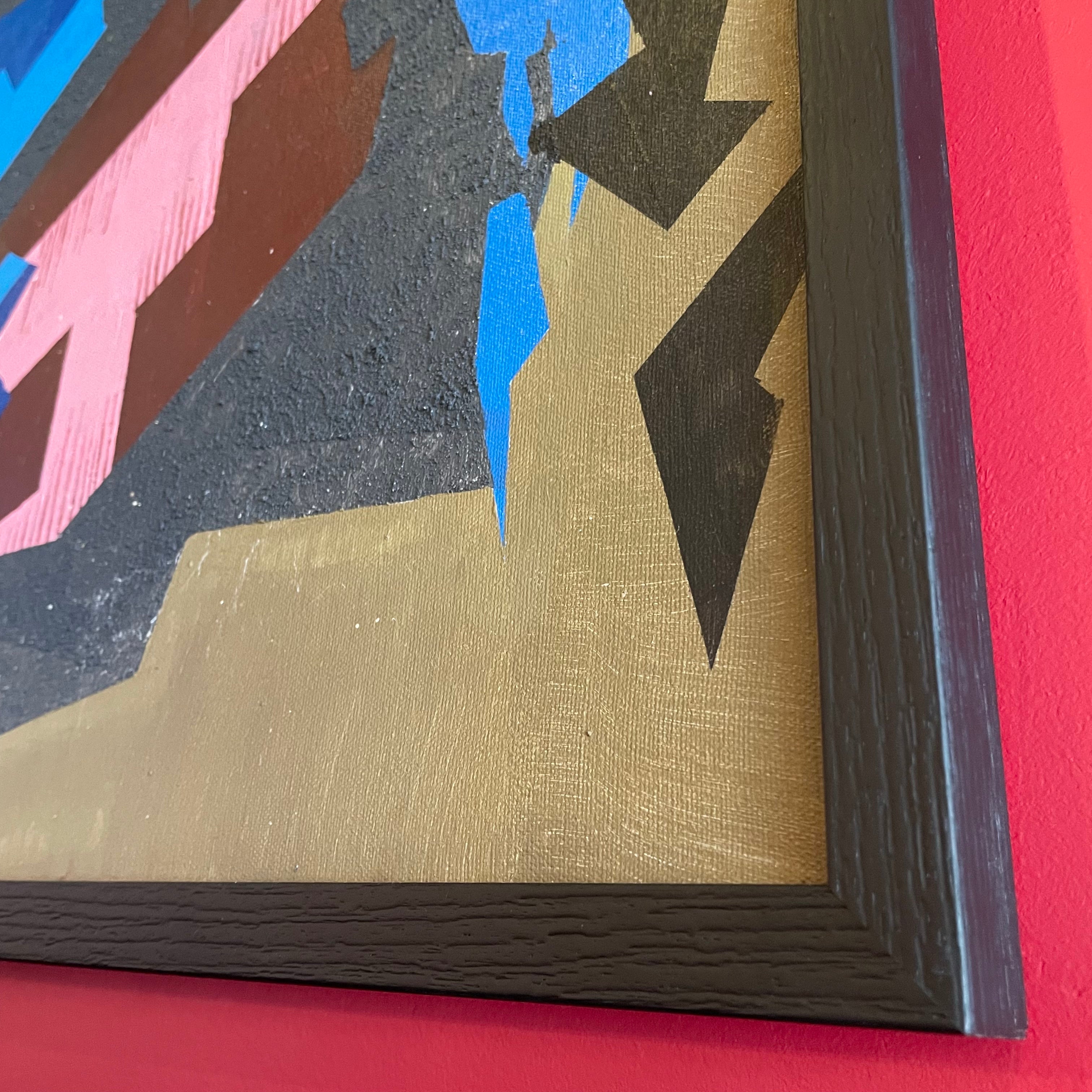 1970's Framed Abstract Painting : Acrylic on Canvas Art CANDID HOME