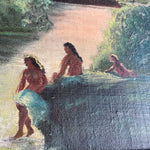 Antique Tahitian Oil Painting - 32" x 20" Artwork CANDID HOME