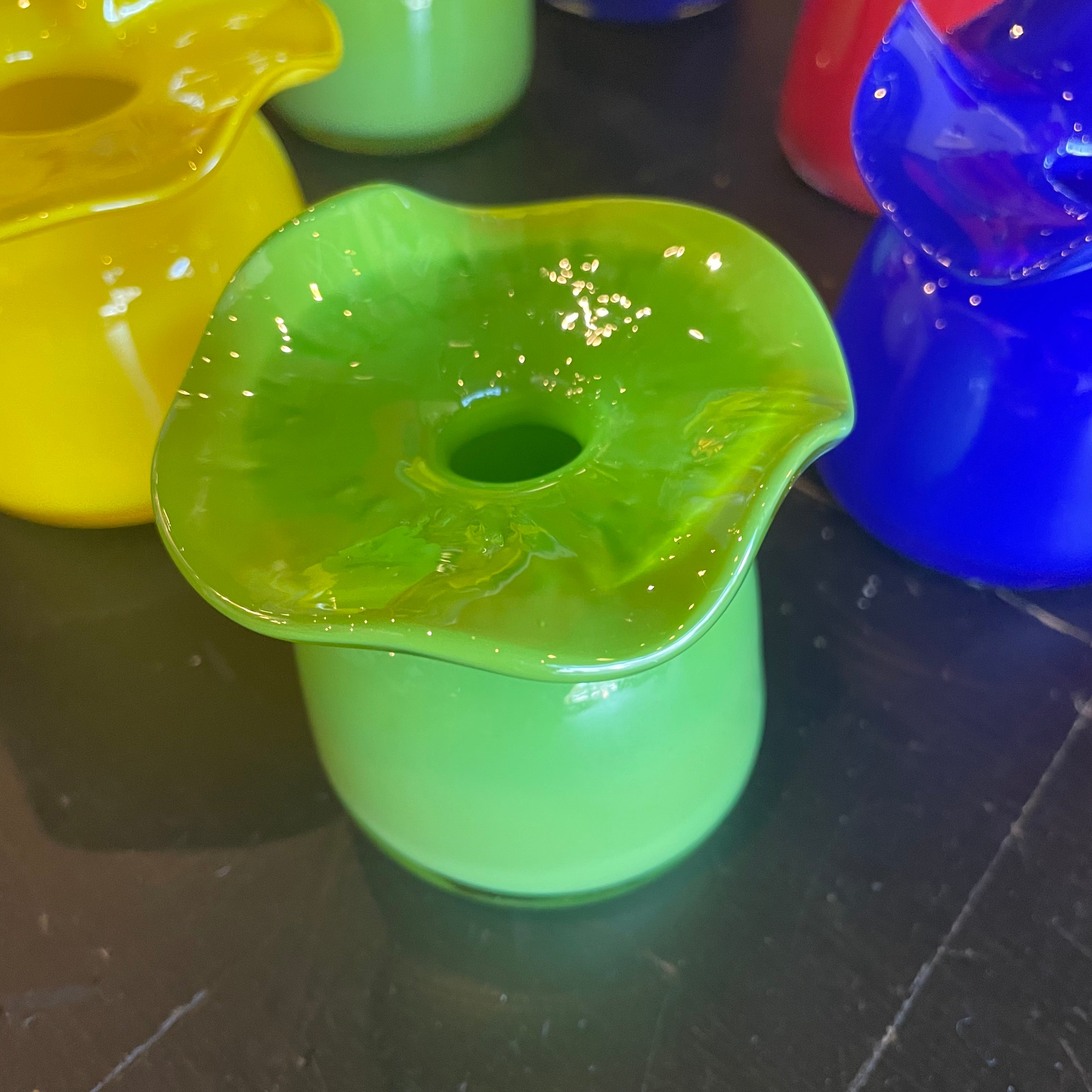 Ruffle Bud Vases by Terra Glassworks Vases Terra Glassworks Mini Lime Green