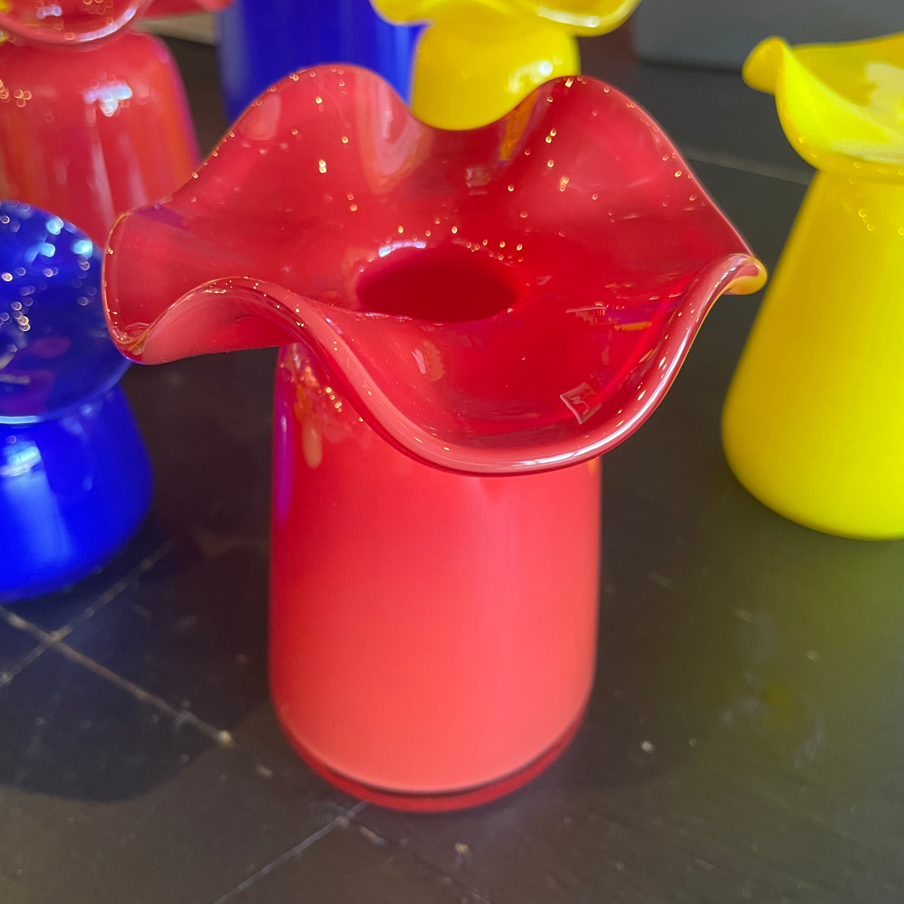 Ruffle Bud Vases by Terra Glassworks Vases Terra Glassworks Small Ruby Red