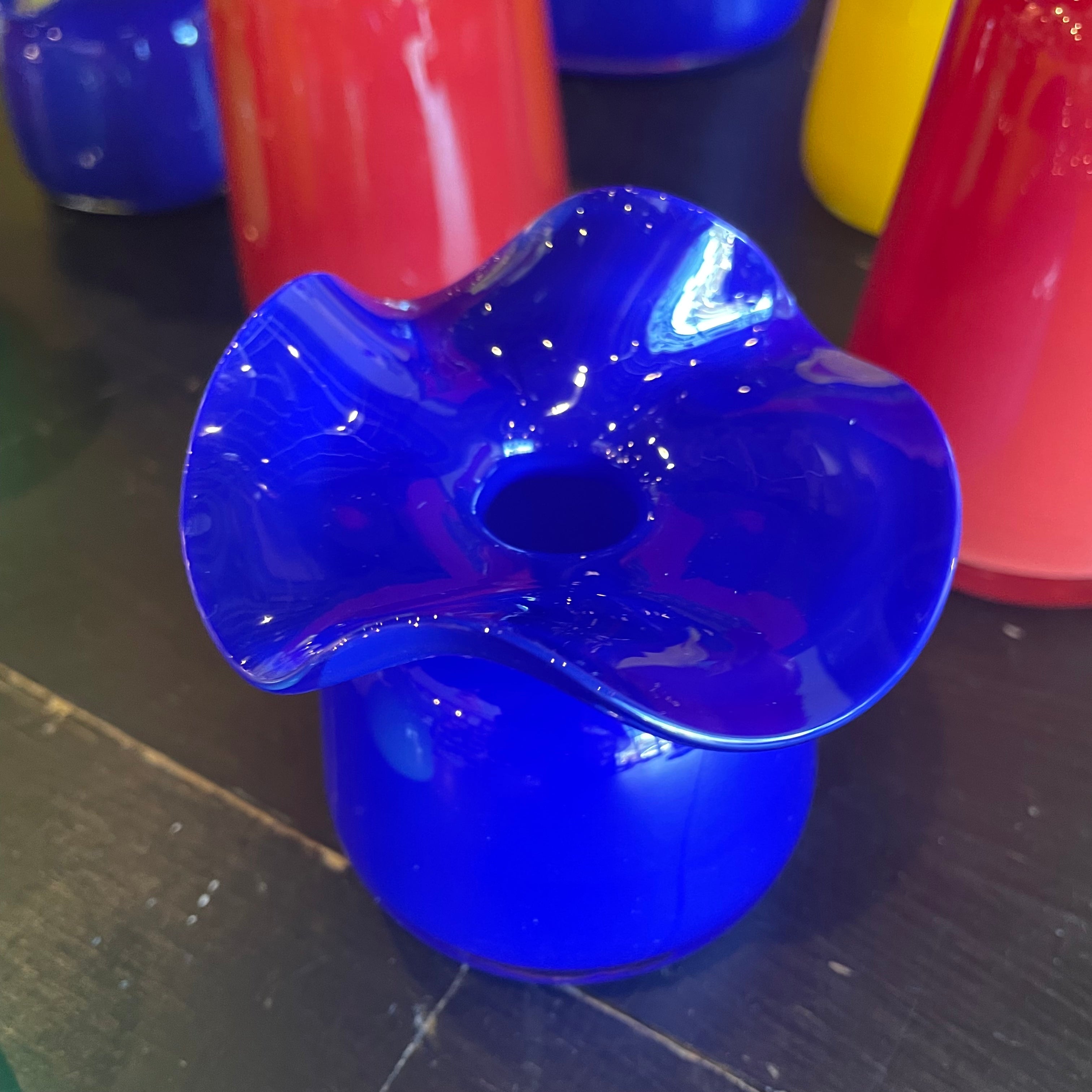 Ruffle Bud Vases by Terra Glassworks Vases Terra Glassworks Mini Cobalt