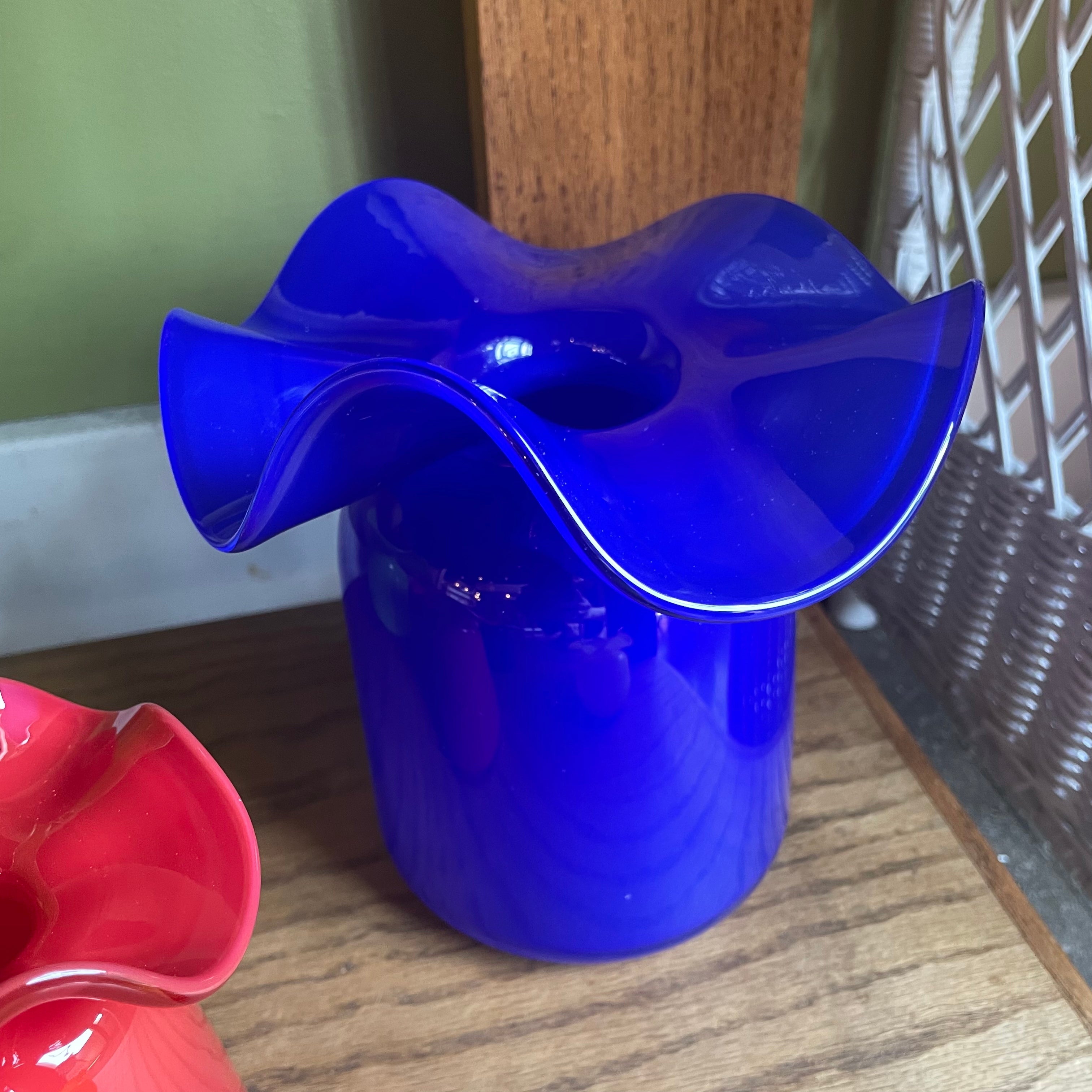 Ruffle Bud Vases by Terra Glassworks Vases Terra Glassworks Large Cobalt