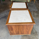 1960's Vintage Travertine + Walnut "Perceptions" Nightstands by Lane Nightstand Candid Home