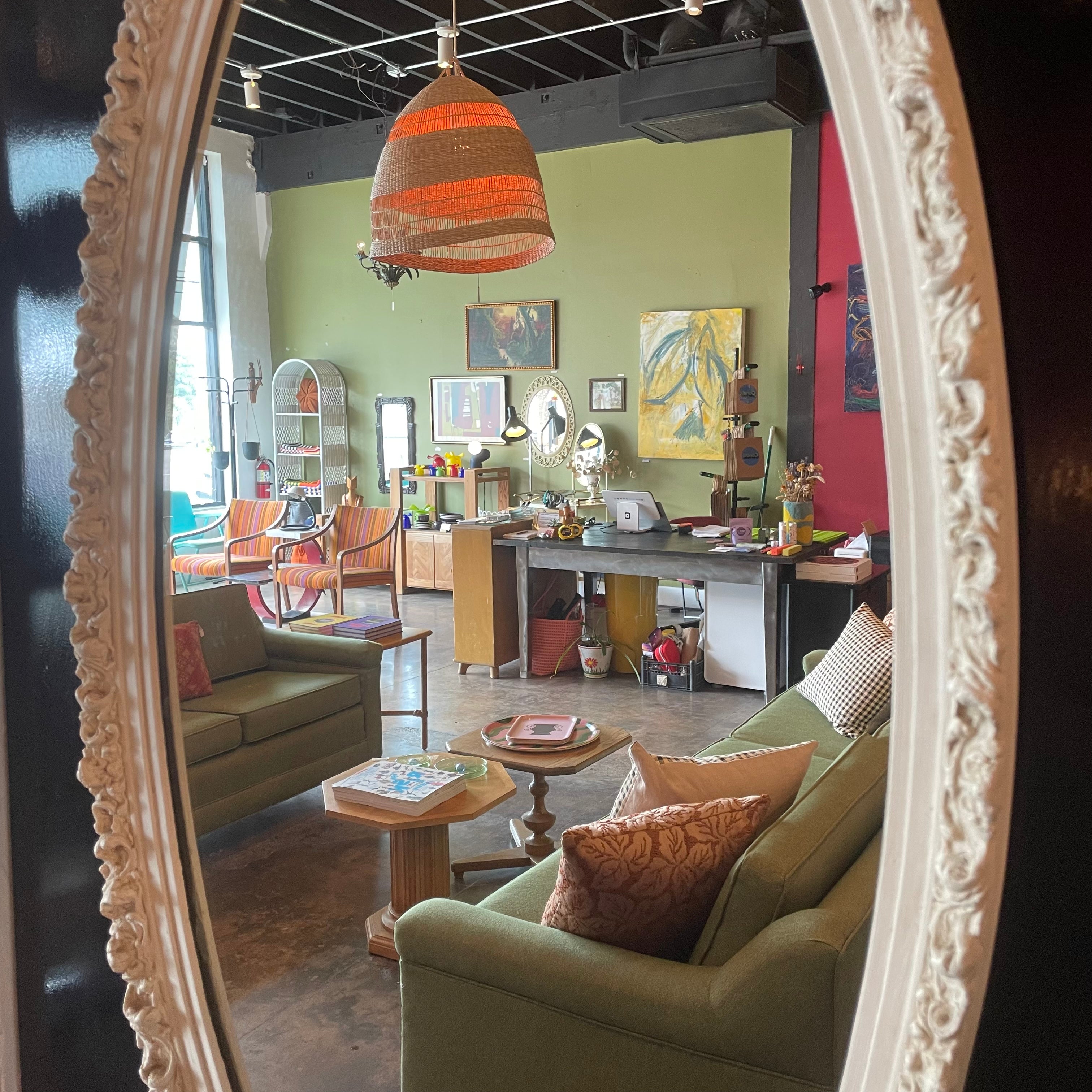 Vintage Oval Ruffled Wooden Mirror - 20" x 38" mirror CANDID HOME