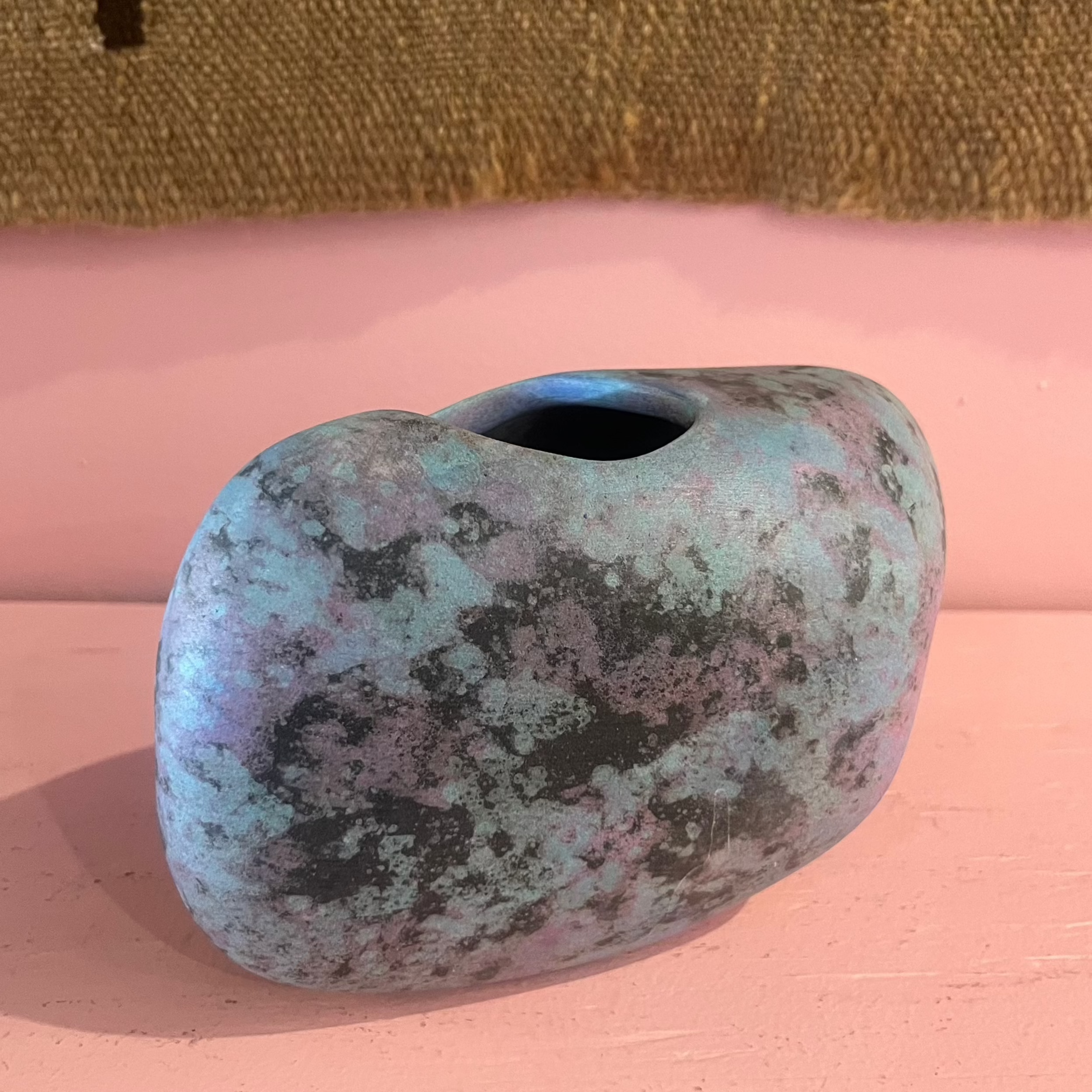 Vintage Raku Ceramic Vases Vases CANDID HOME Short - Blue/Purple