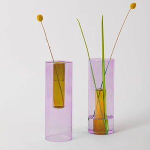 Reversible Large Glass Vase by Block Design vase BLOCK DESIGN Lilac/Peach  