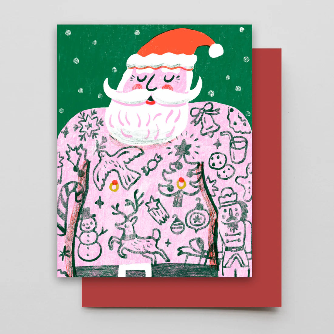Hammerpress Holiday Cards greeting card CANDID HOME Santa Tats