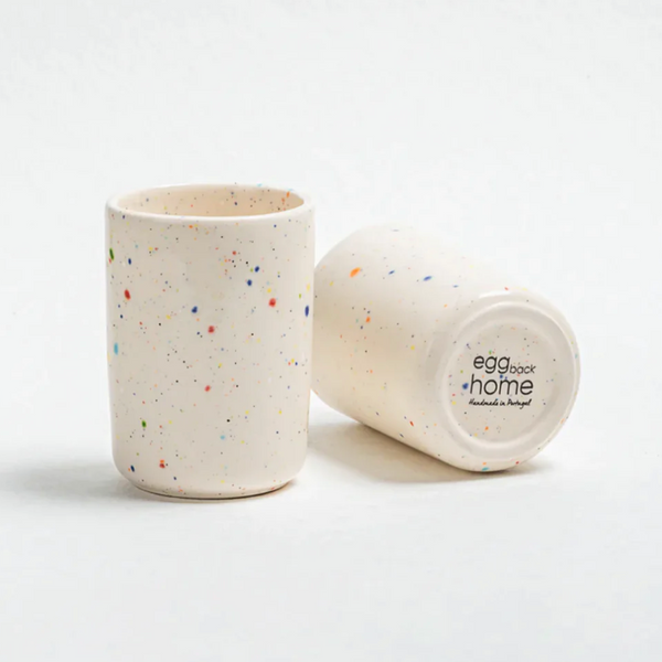 Speckled Ceramic Party Cup by Egg Back Home Ceramic Cups egg back home WHITE  