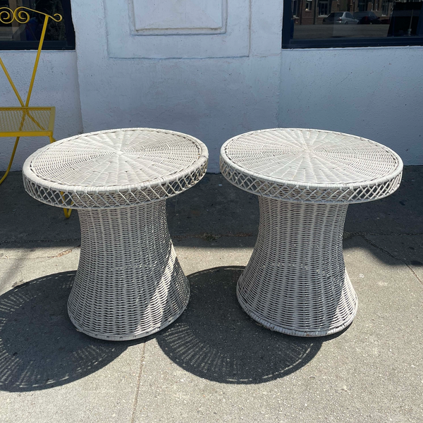 Vintage Painted Wicker Side Tables - A Pair Side Table CANDID HOME   