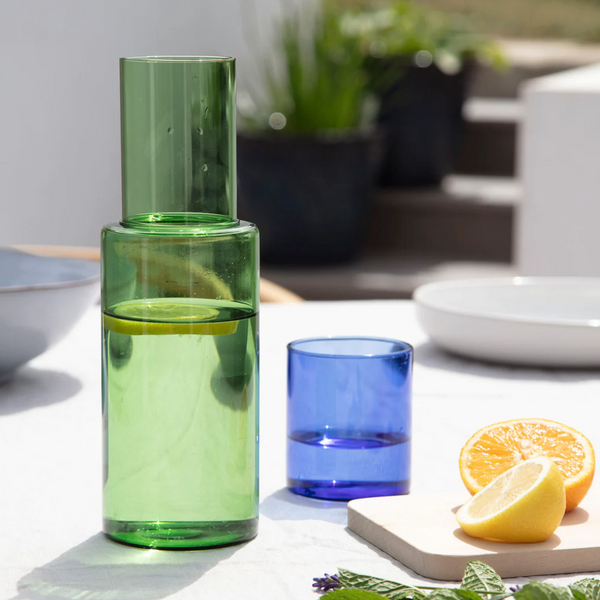 Glass Carafes by Block Design Kitchen + Bar BLOCK DESIGN Green/Blue  