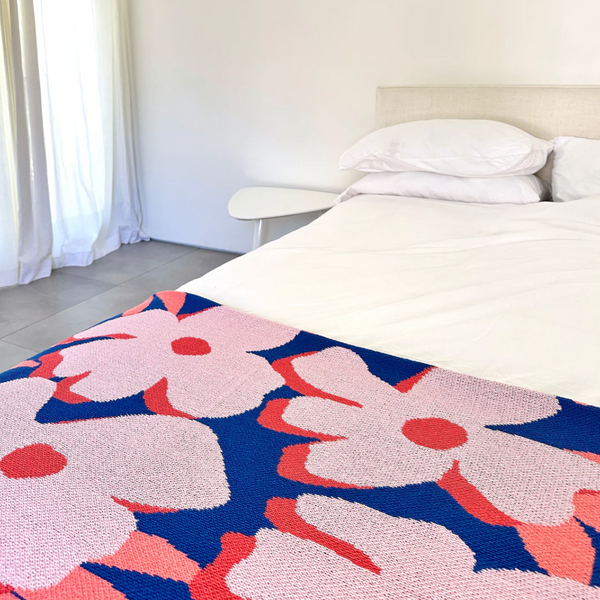"Desert Flower"  Recycled Cotton Throw by Happy Habitat Blankets Happy Habitat   