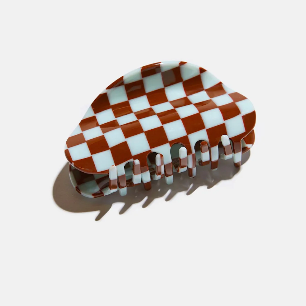 Checker Claw by Chunks Hair Claws & Clips Chunks Ice Blue/Brown  