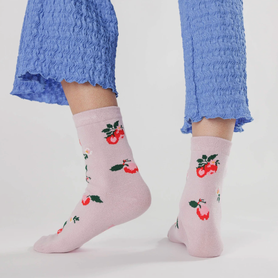 Baggu Crew Socks Socks Baggu Needlepoint Apple  