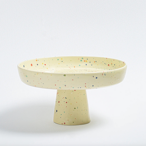 Speckled Ceramic Cake Stand by Egg Back Home cake stand egg back home YELLOW  