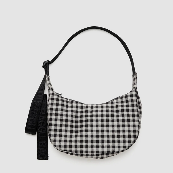 Small Nylon Crescent Bag - Baggu Bags + Wallets CANDID HOME Black and White Gingham  