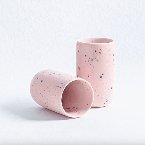 Tall Speckled Cup by Egg Back Home Ceramic Cups egg back home Pink  